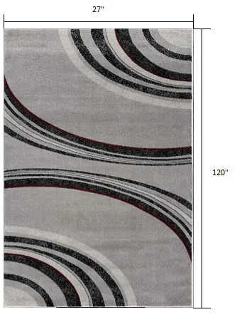 10' Gray Abstract Power Loom Runner Rug