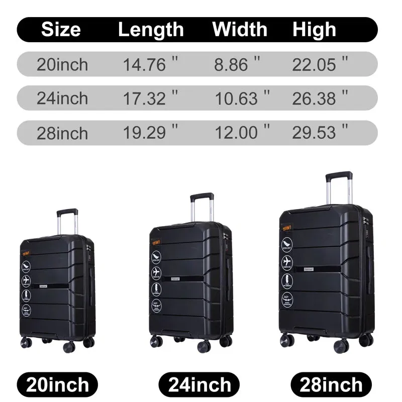 3-Pack: Lightweight Suitcases with TSA Lock