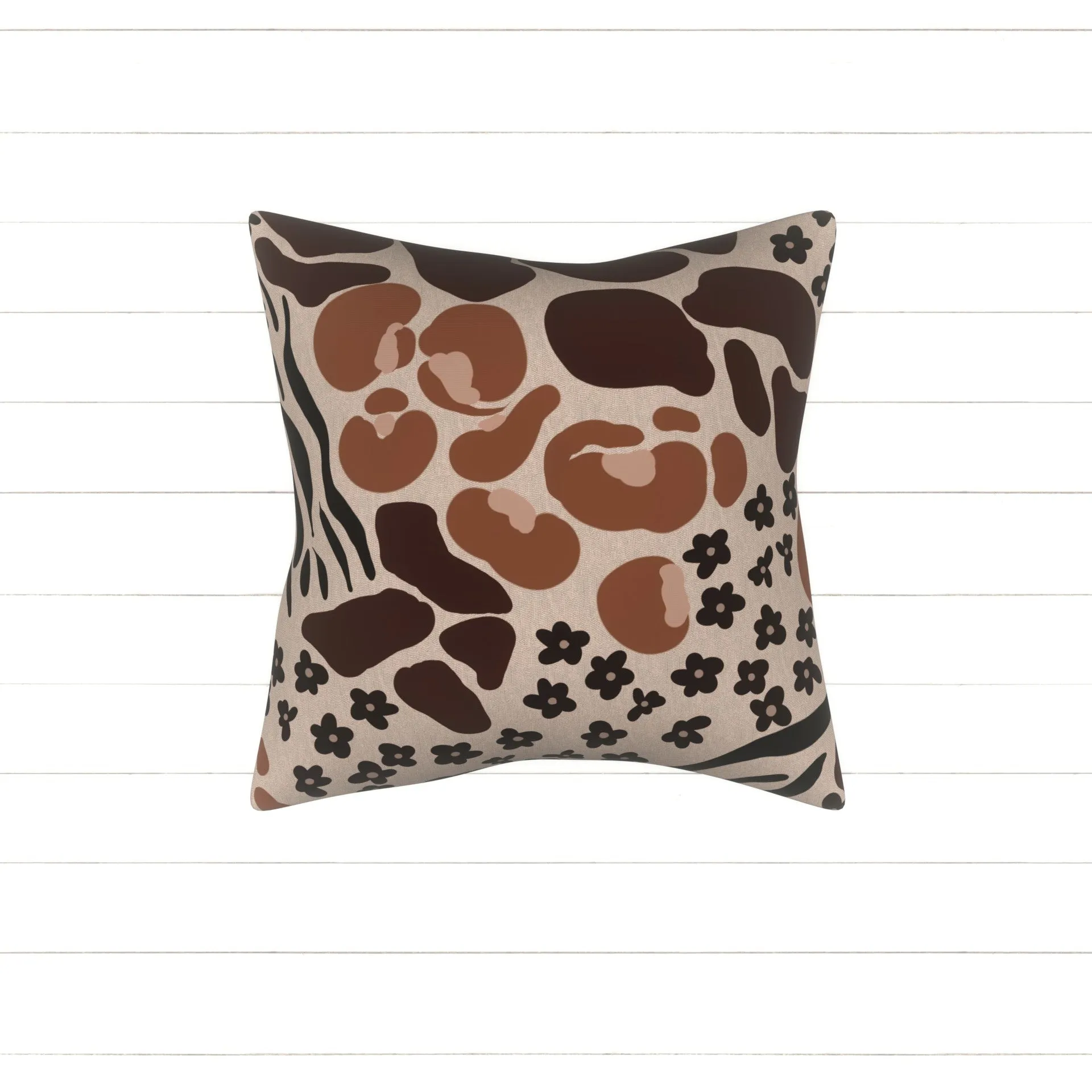 Abstract Animal Garden - Textured Beige, brown, black, floral