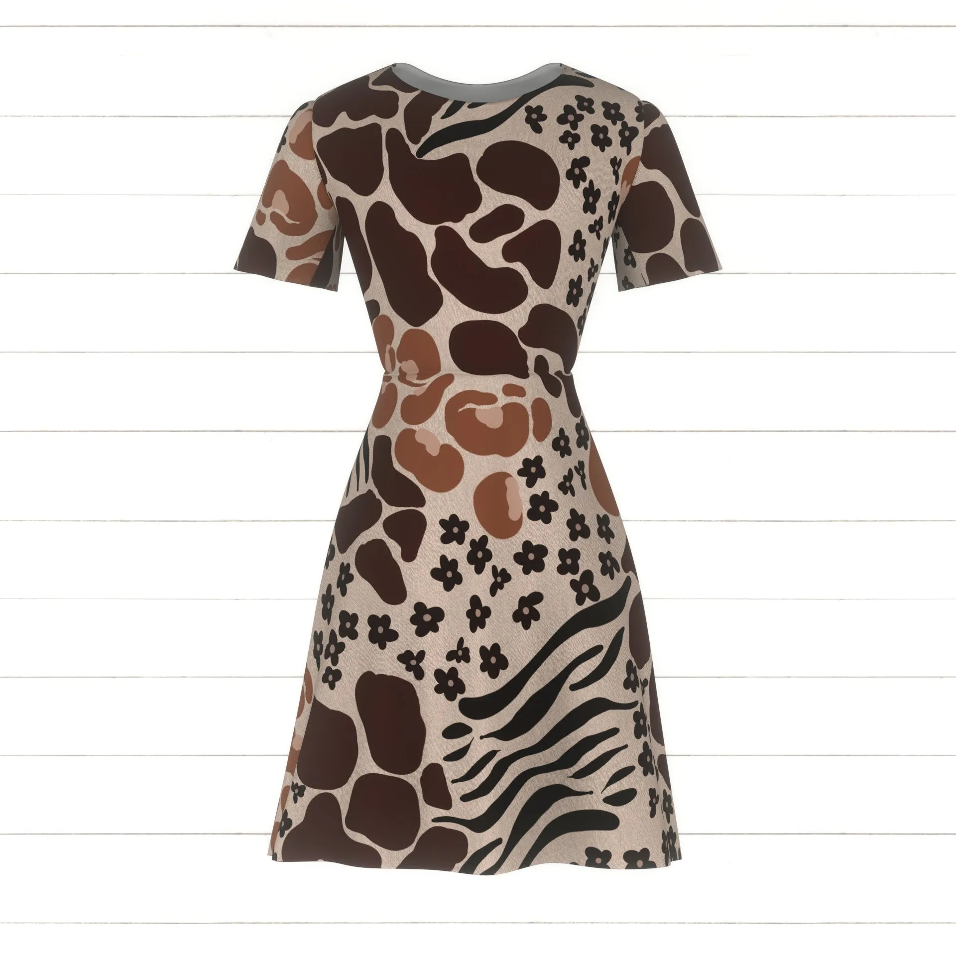 Abstract Animal Garden - Textured Beige, brown, black, floral