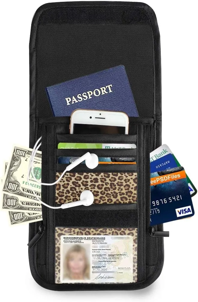 ALAZA Animal Leopard Print Geometric Brown Small Crossbody Wallet Purse Cell Phone Bag Rfid Passport Holder with Credit Card Slots