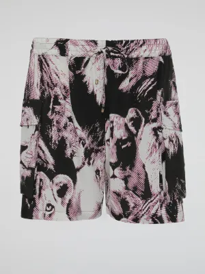 Animal Print Drawstring Shorts