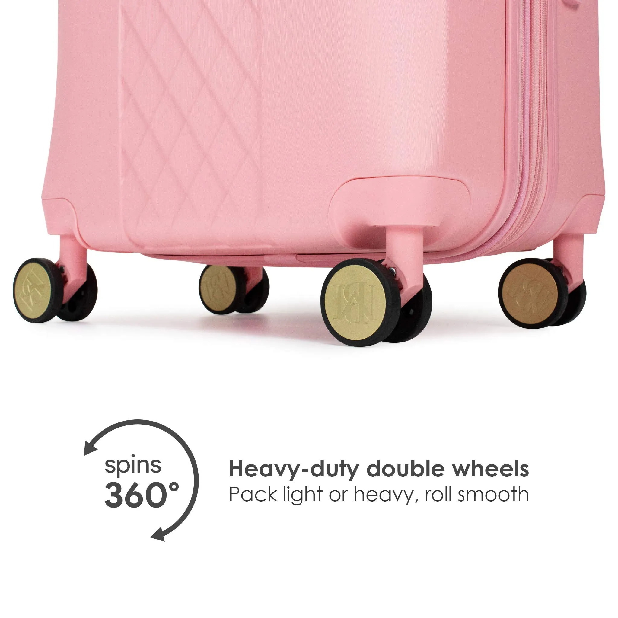 Badgley Mischka Diamond Hard Expandable Spinner Luggage Set (2 Piece) (Pink, 20"/24")
