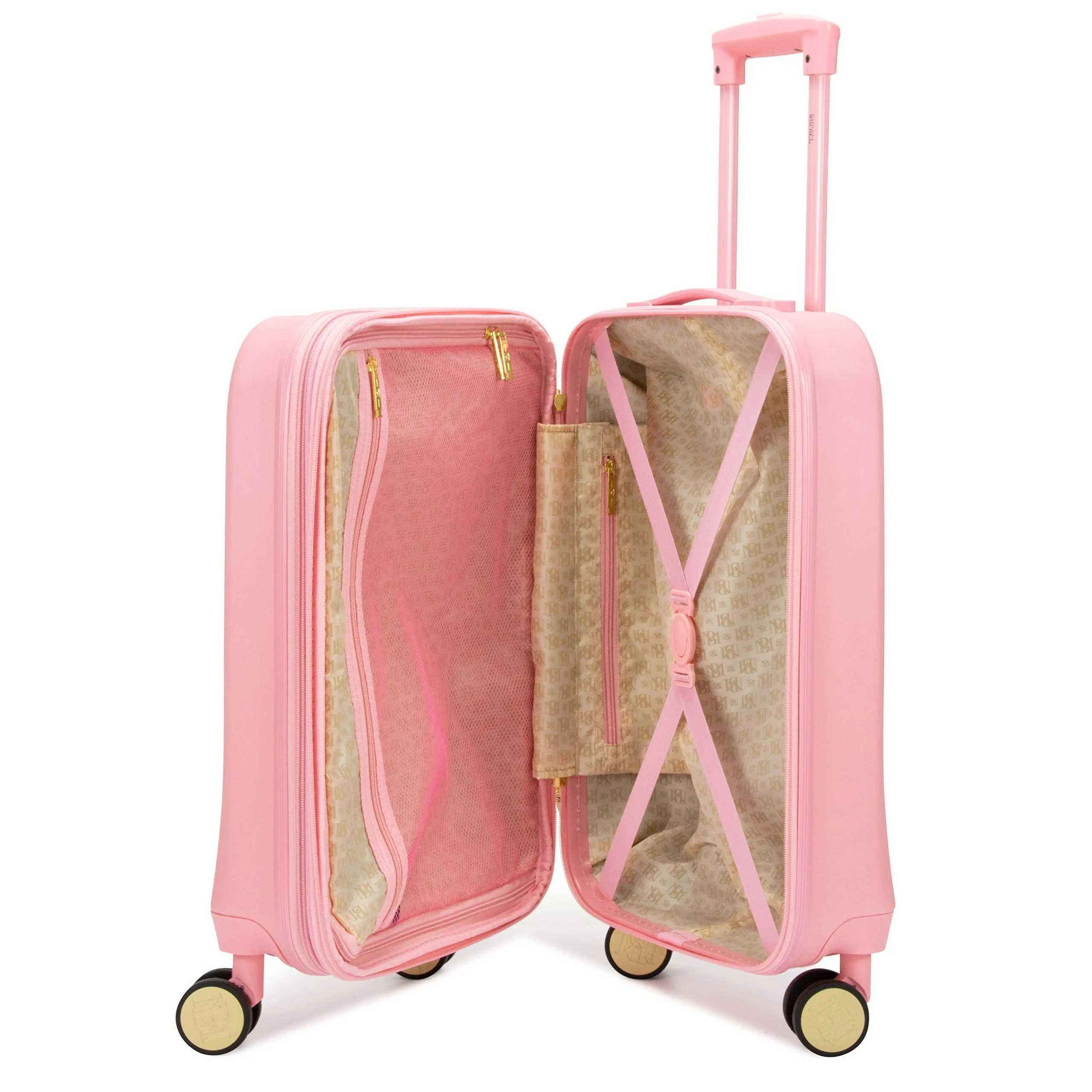Badgley Mischka Diamond Hard Expandable Spinner Luggage Set (2 Piece) (Pink, 20"/24")