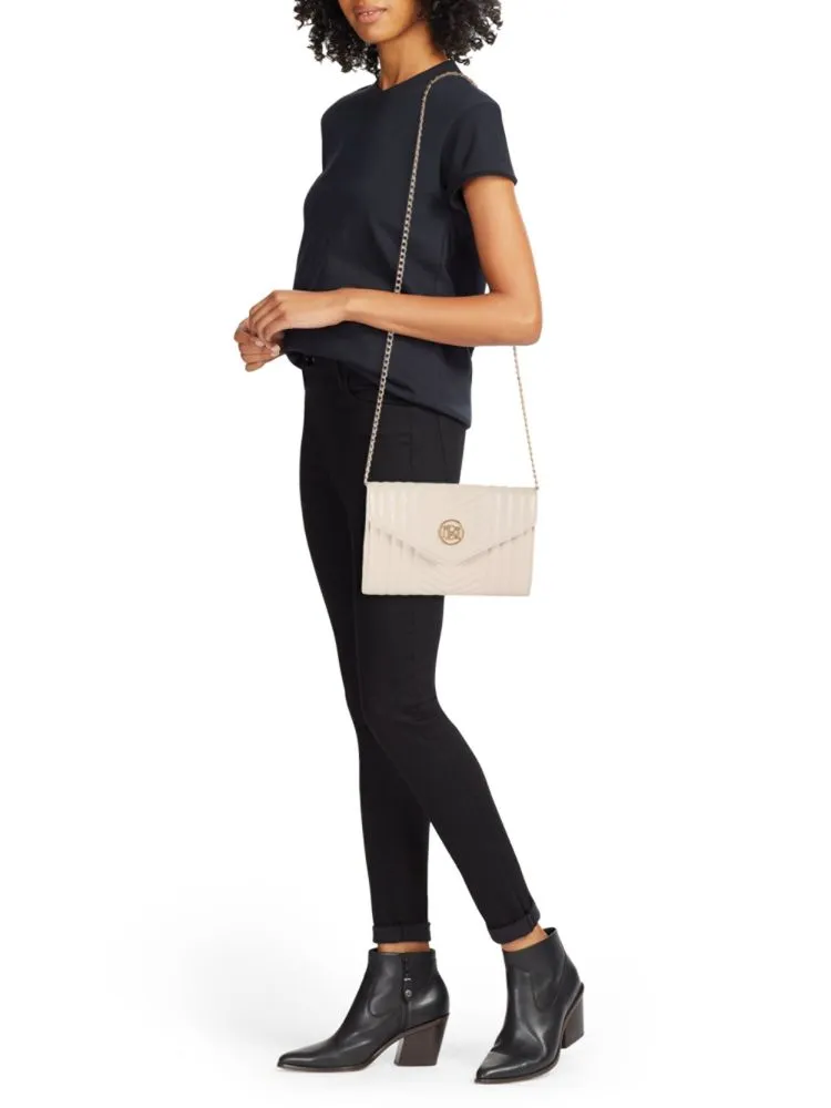 Badgley Mischka Quilted Crossbody Bag Off White