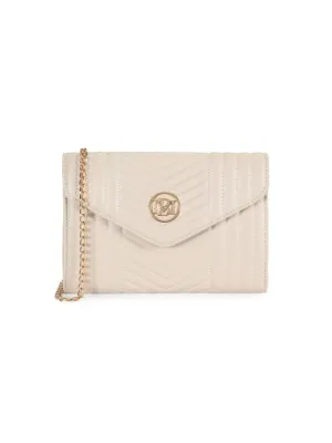 Badgley Mischka Quilted Crossbody Bag Off White