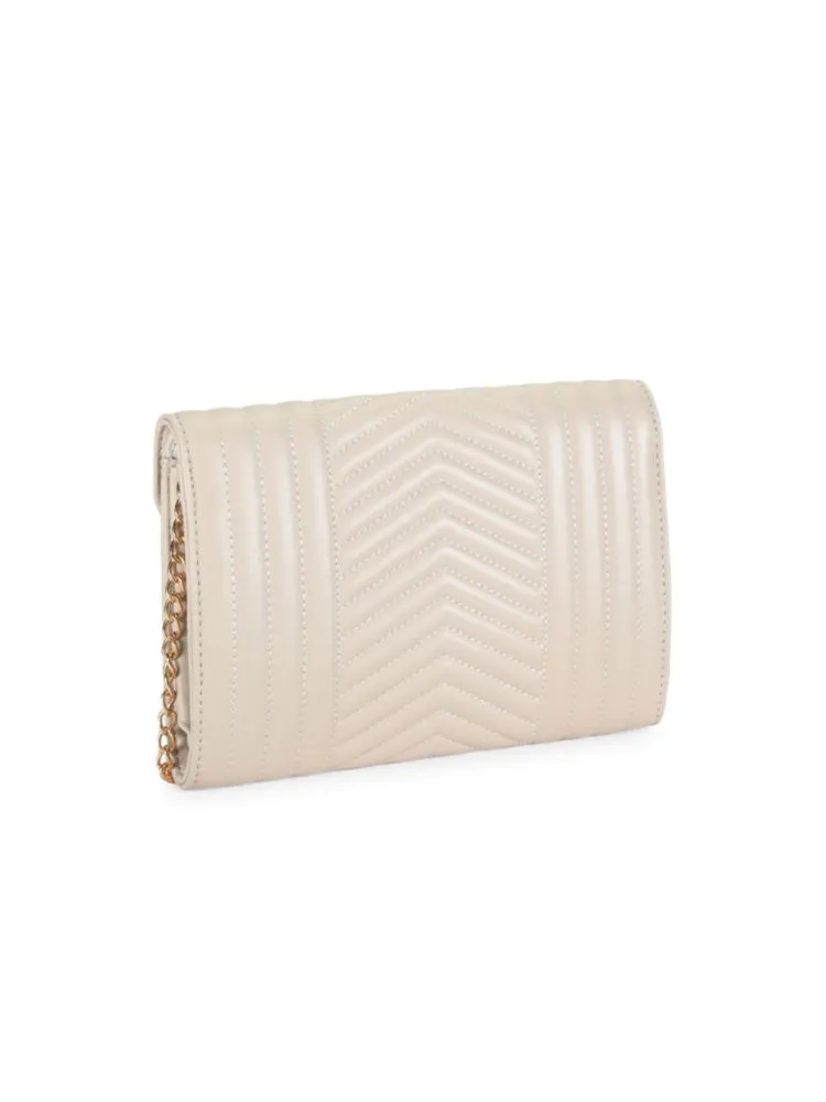 Badgley Mischka Quilted Crossbody Bag Off White