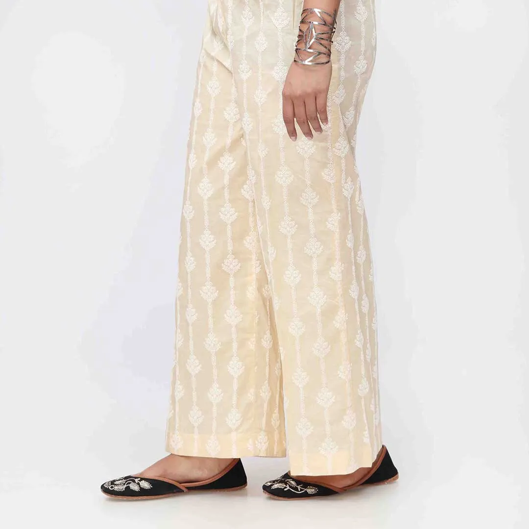 Beige Puff Printed Cambric Trouser PW3592