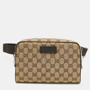 Beige/Brown GG Canvas and Leather Belt Bag