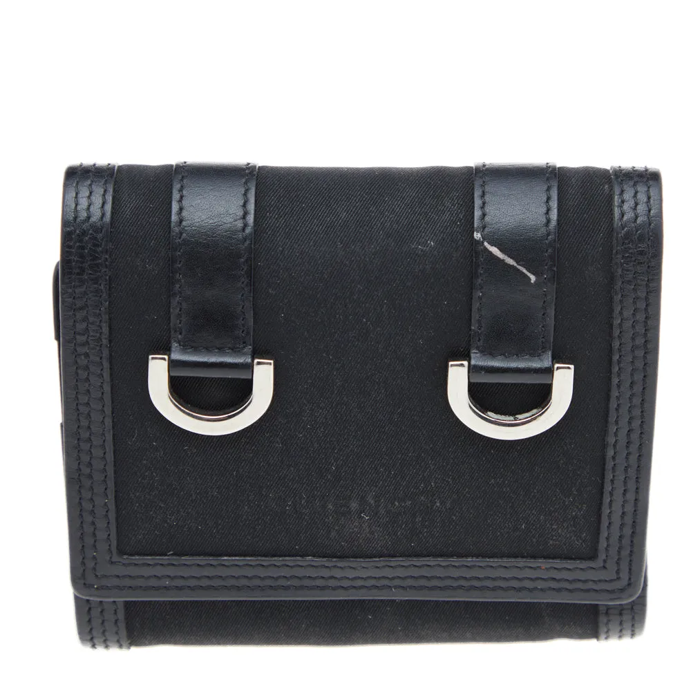 Black Nylon and Leather Trifold Wallet