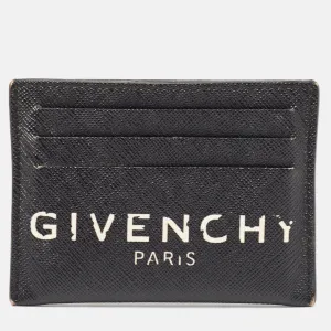 Black/White Leather Logo Card Holder