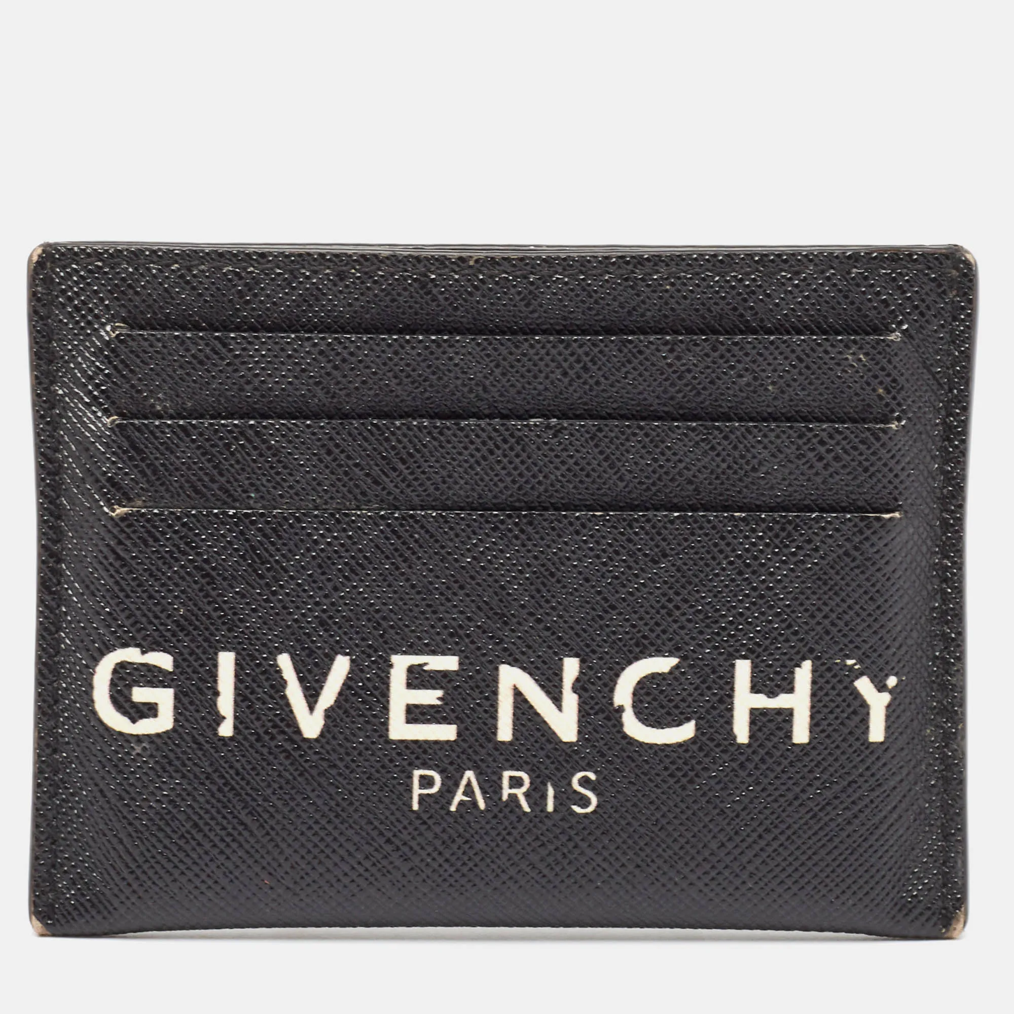 Black/White Leather Logo Card Holder