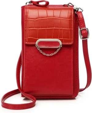 Blostirno Women PU Leather Small Crossbady Bags Mini Cell Phone Purse Travel Pouch Shoulder Bag with Credit Card Slots