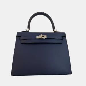 Blue Epsom Leather Palladium Hardware Kelly Sellier 25 Bag