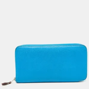 Blue Izmir Epsom Leather Silk'In Classique Long Wallet