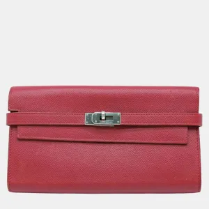 Bordeaux Epsom Leather Long Kelly Wallet