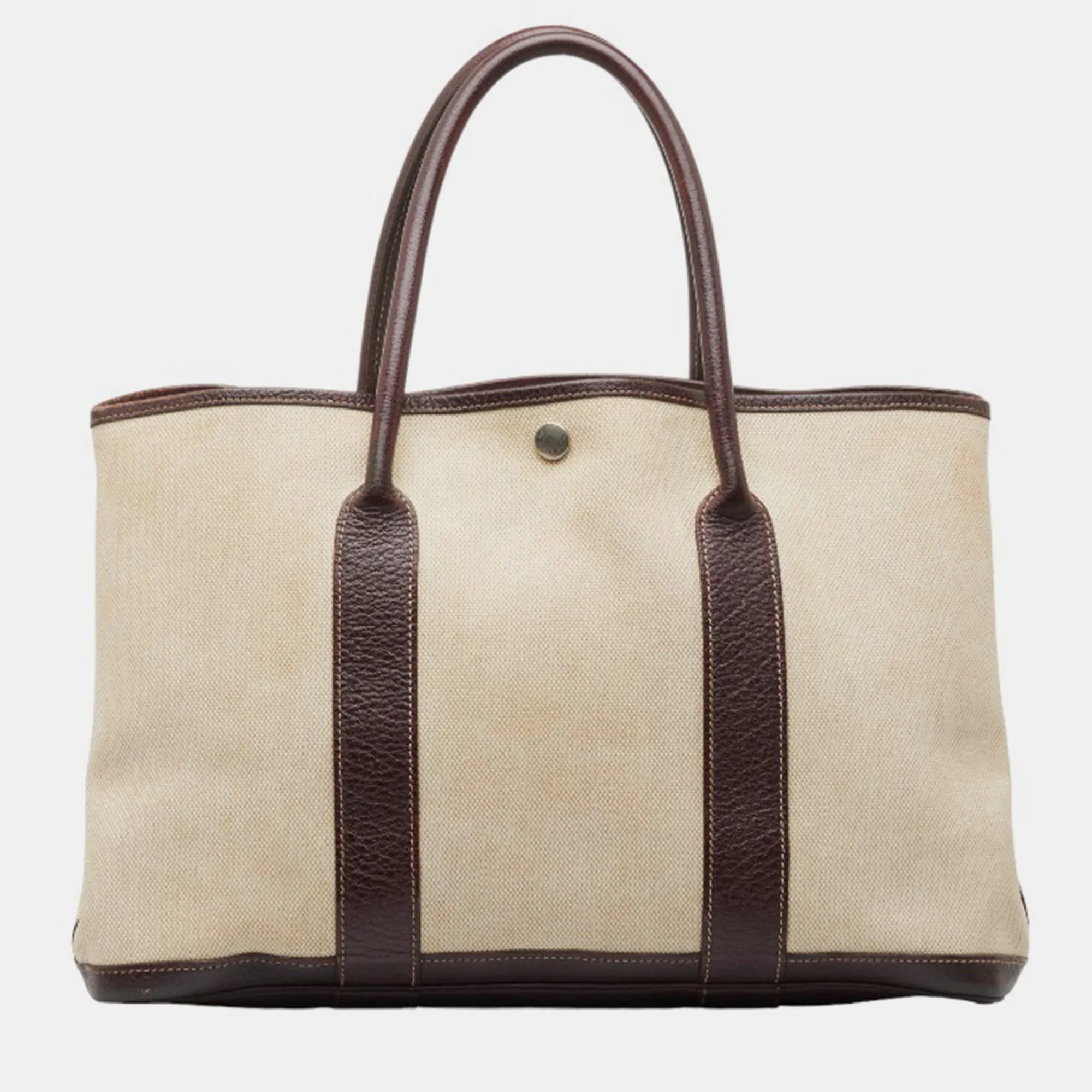 Brown Canvas Toile Garden Party PM bag