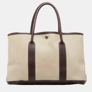 Brown Canvas Toile Garden Party PM bag