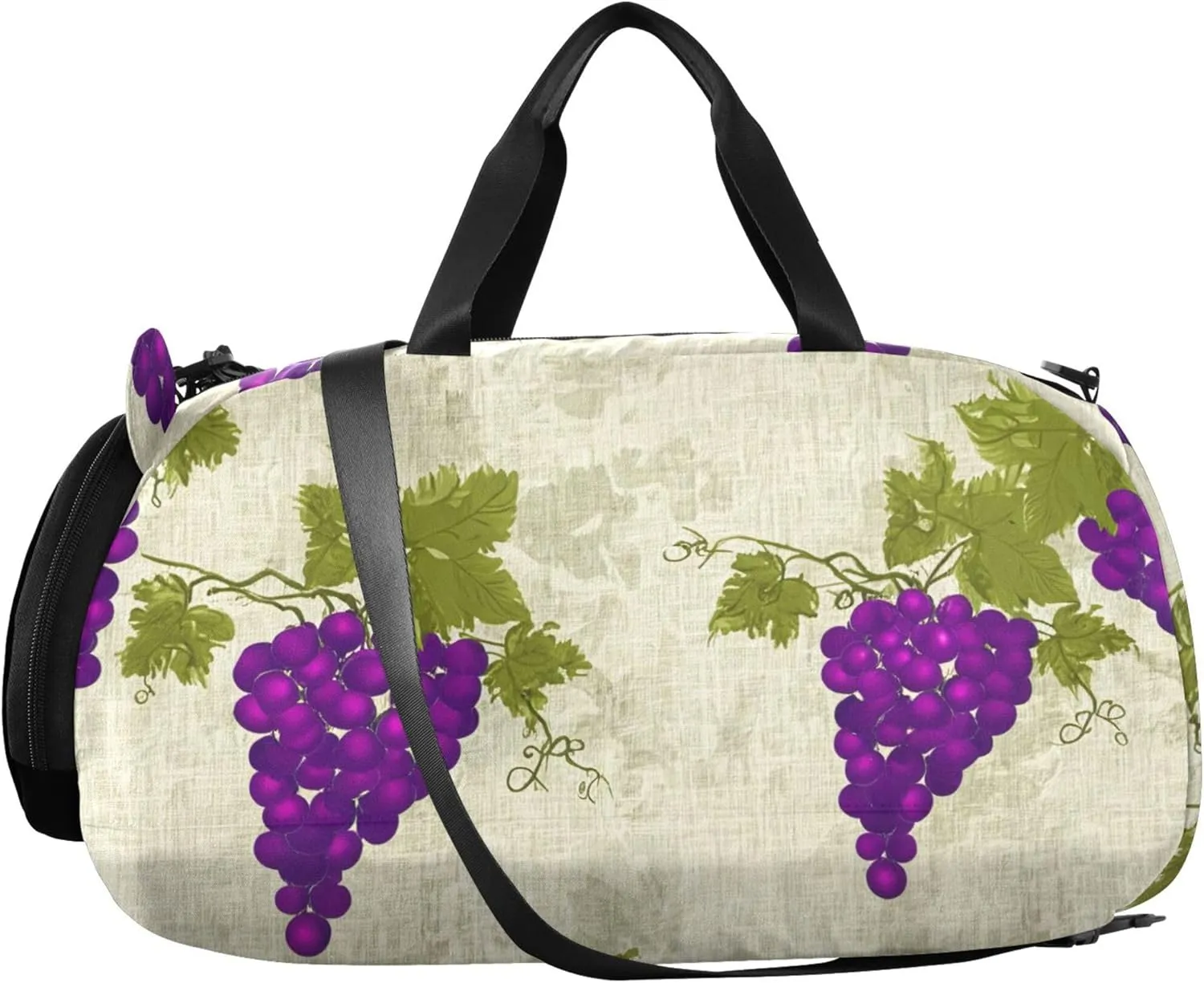 Carry on Duffel for Boys Vintage Purple Grapes Weekender Overnight Travel Duffle Bags Girls Tote Luggage Kids Sports