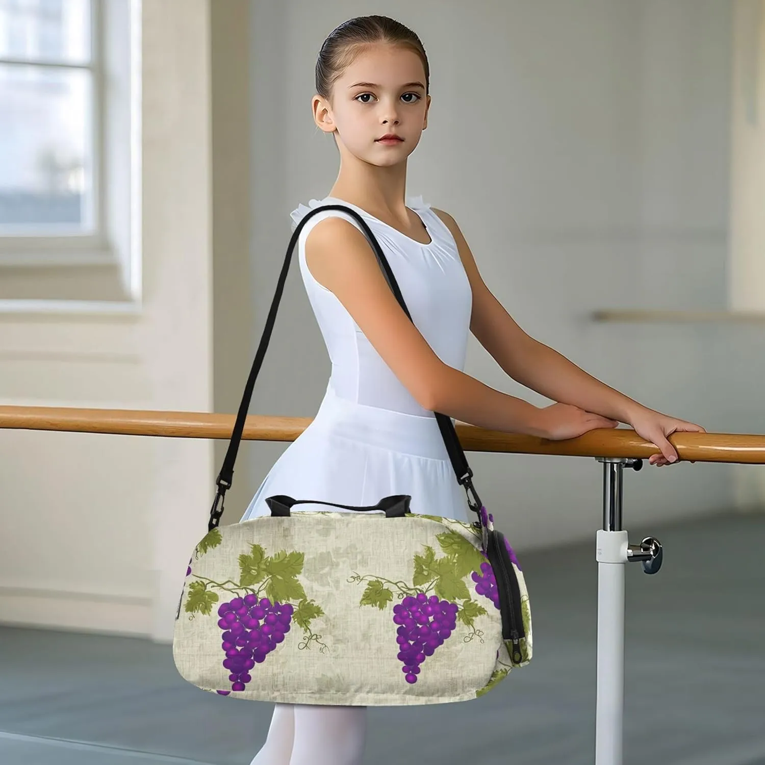 Carry on Duffel for Boys Vintage Purple Grapes Weekender Overnight Travel Duffle Bags Girls Tote Luggage Kids Sports