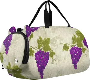 Carry on Duffel for Boys Vintage Purple Grapes Weekender Overnight Travel Duffle Bags Girls Tote Luggage Kids Sports