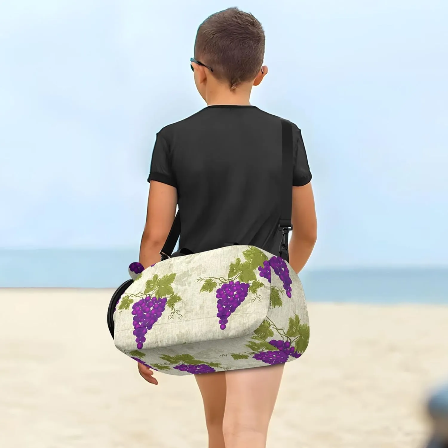 Carry on Duffel for Boys Vintage Purple Grapes Weekender Overnight Travel Duffle Bags Girls Tote Luggage Kids Sports