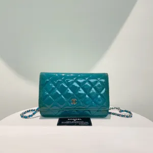 Chanel WOC Bag Blue Patent Leather Crossbody Wallet on Chain