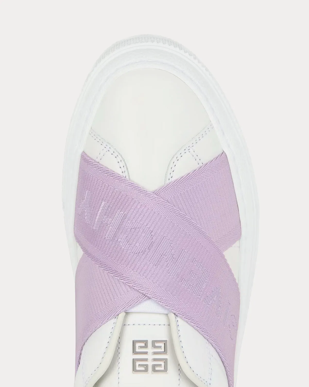 City Sport Double Webbing Strap Leather White / Lilac Slip On Sneakers