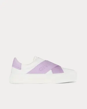 City Sport Double Webbing Strap Leather White / Lilac Slip On Sneakers