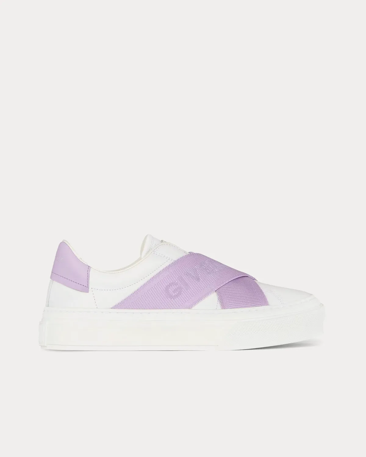 City Sport Double Webbing Strap Leather White / Lilac Slip On Sneakers