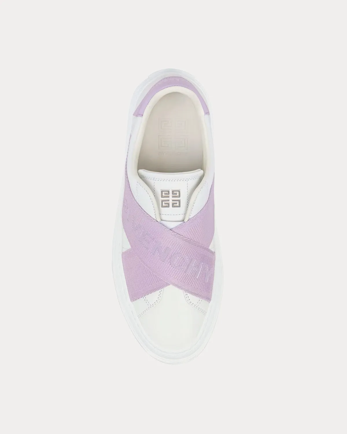 City Sport Double Webbing Strap Leather White / Lilac Slip On Sneakers