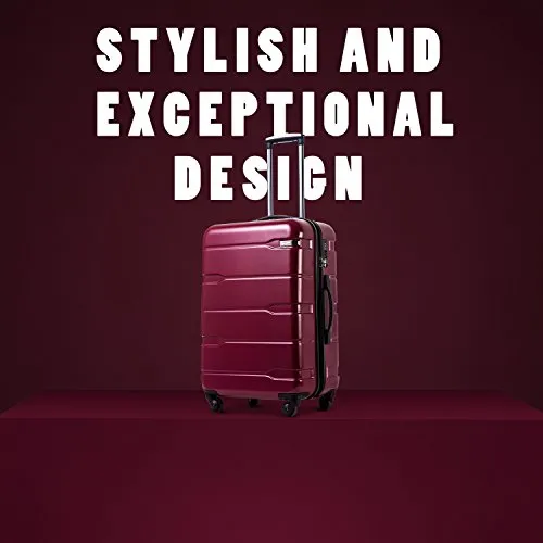 Coolife Luggage Expandable 3 Piece Sets PC ABS Spinner Suitcase 20 inch 24 inch 28 inch (Radiant Pink new)