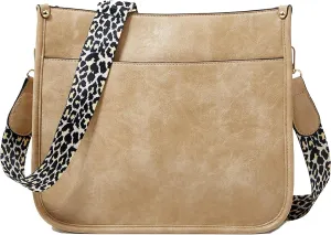Crossbody Bags for Women Designer Leather Hobo Handbags With 2 Adjustable Leopard Guitar Strap Shoulder Bucket Bags