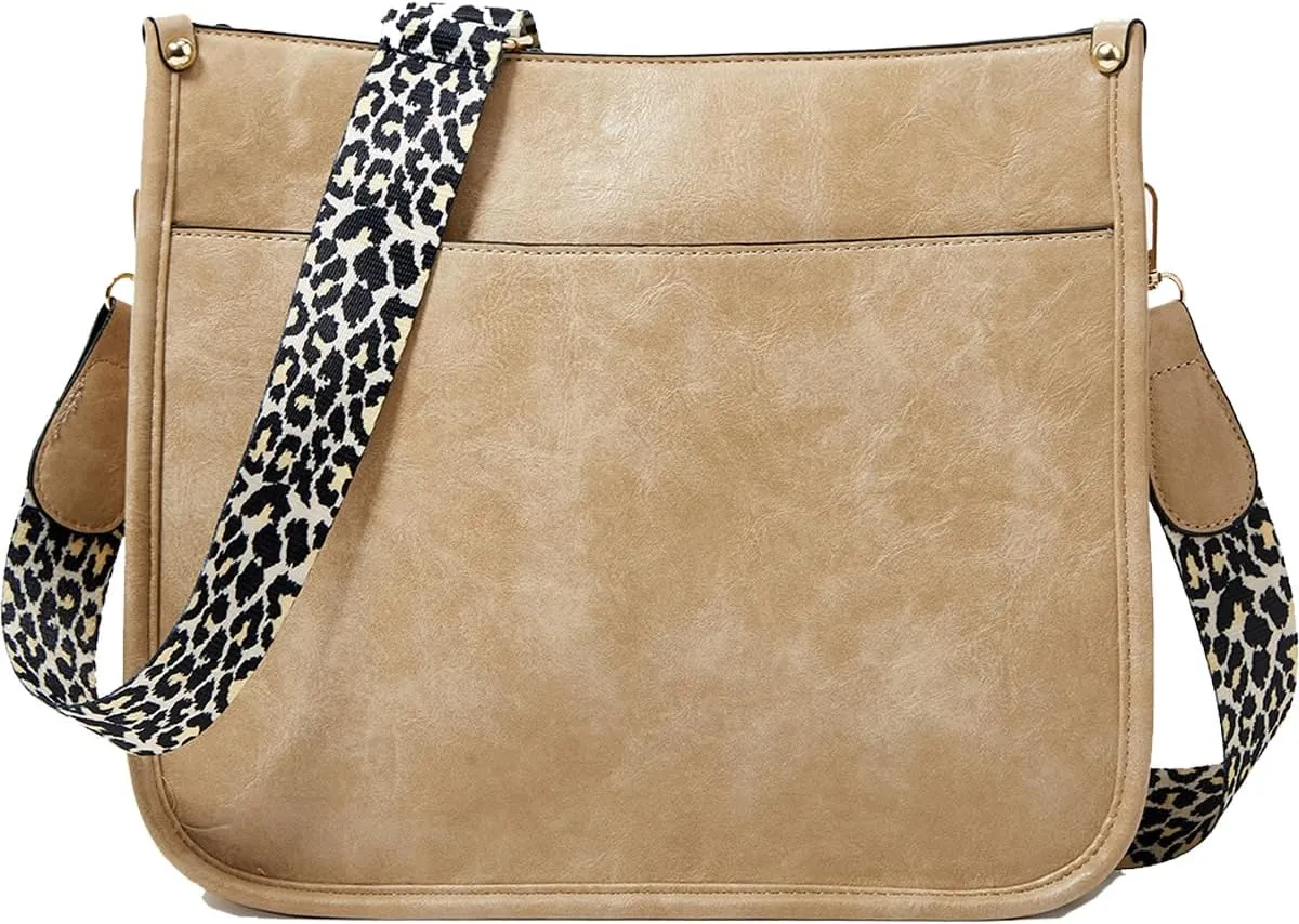 Crossbody Bags for Women Designer Leather Hobo Handbags With 2 Adjustable Leopard Guitar Strap Shoulder Bucket Bags