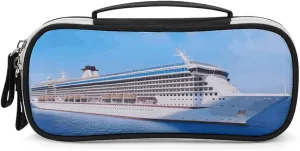 Cruise Ship Leather Makeup Bag Portable Small Cosmetic Organizer Waterproof Toiletry Bags Brushes Pencils And Travel Make Up Accessories