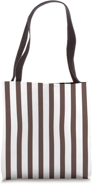 Cute White and Brown Stripes Geometric Line Brown Pattern Tote Bag