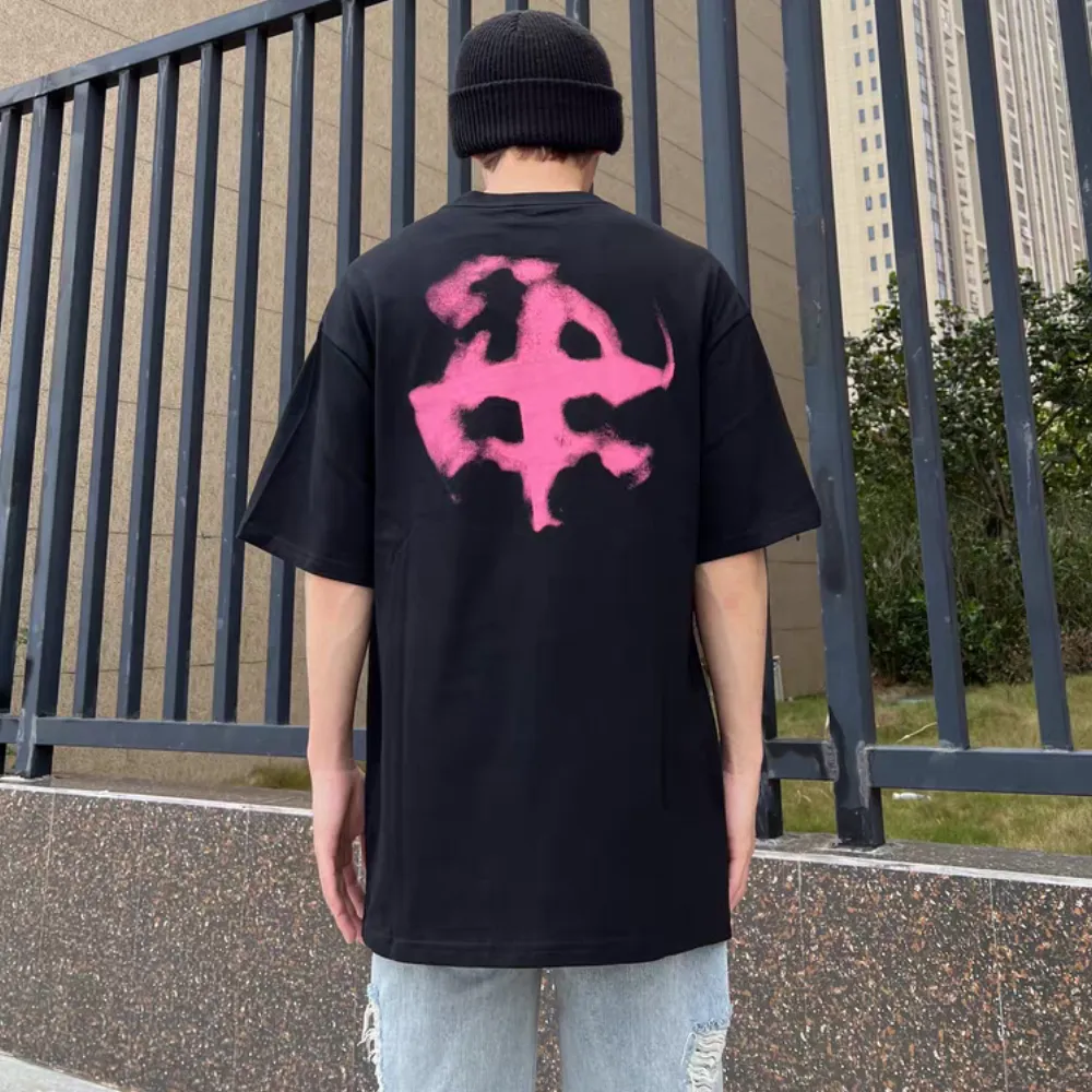 Dark Letter Graffiti Cotton T-Shirt