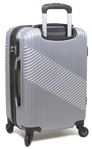 Dejuno Troy ABS 3-Piece Hardside Spinner Luggage Set - Silver