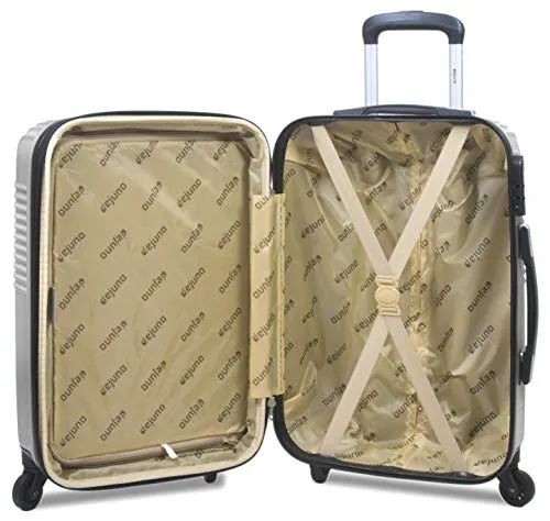 Dejuno Troy ABS 3-Piece Hardside Spinner Luggage Set - Silver