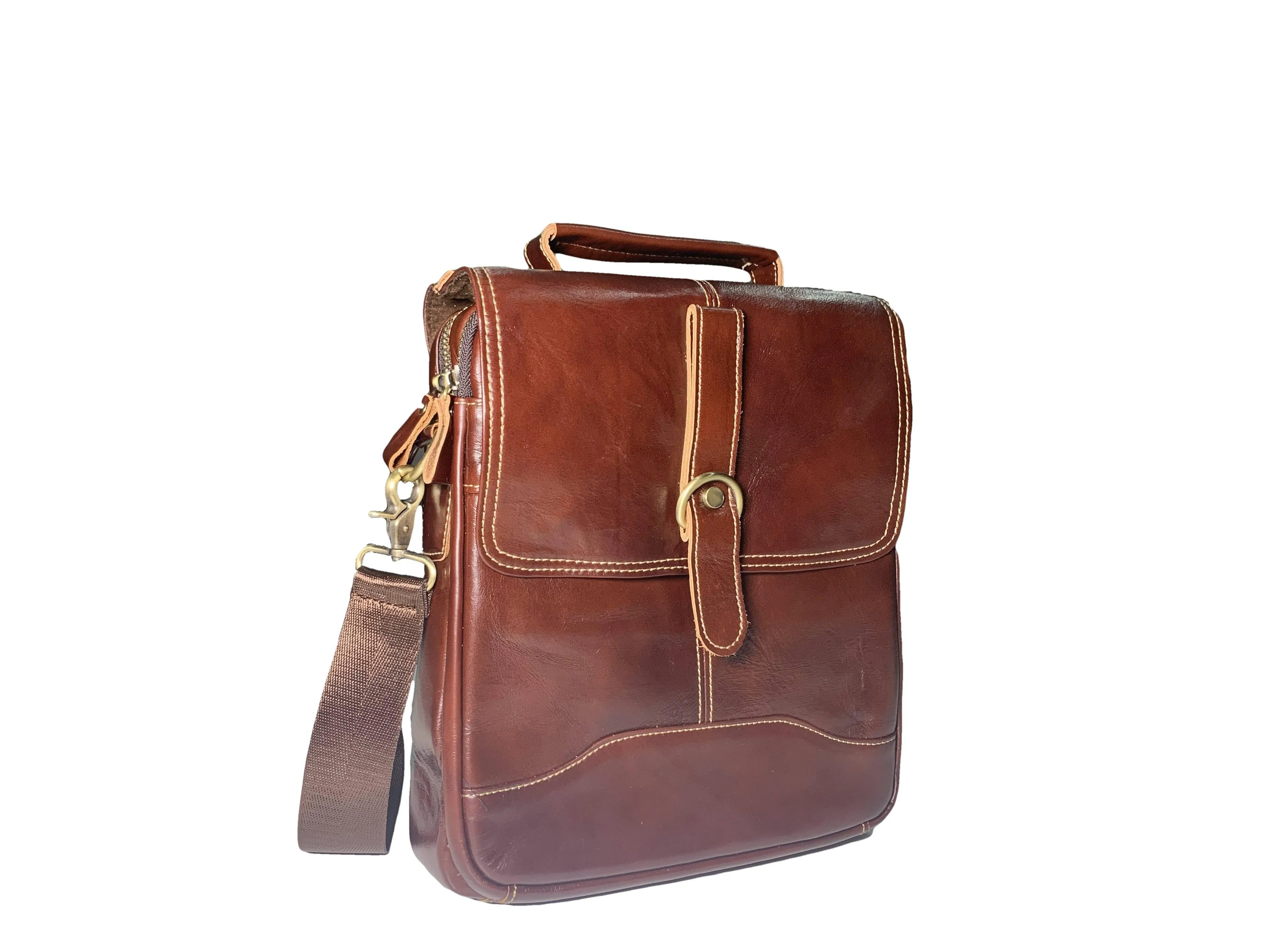 Discovery X Messenger Dark Brown Leather Travel Bag