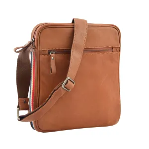 DR337 Men's Leather Cross Body Travel Flight Bag Tan