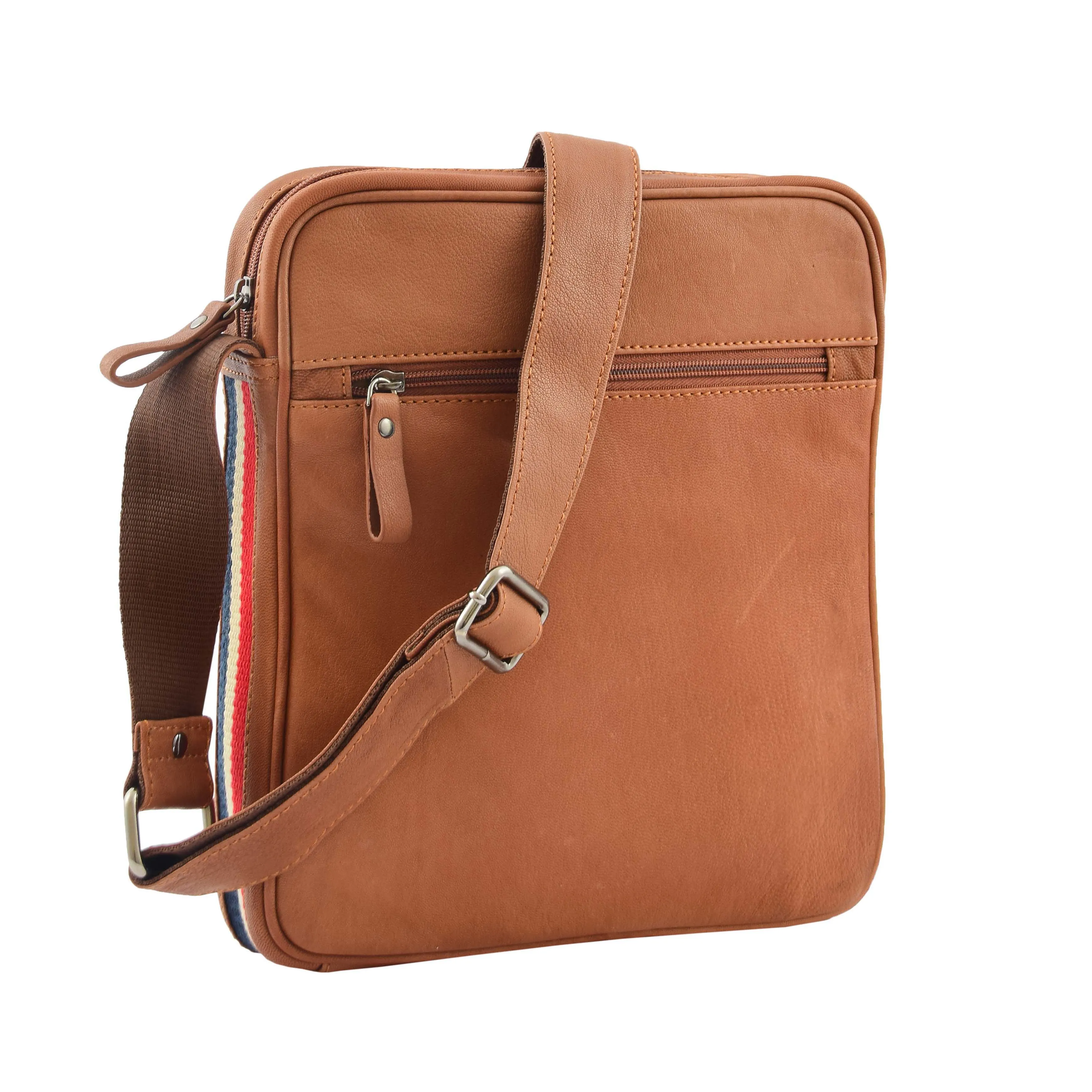 DR337 Men's Leather Cross Body Travel Flight Bag Tan