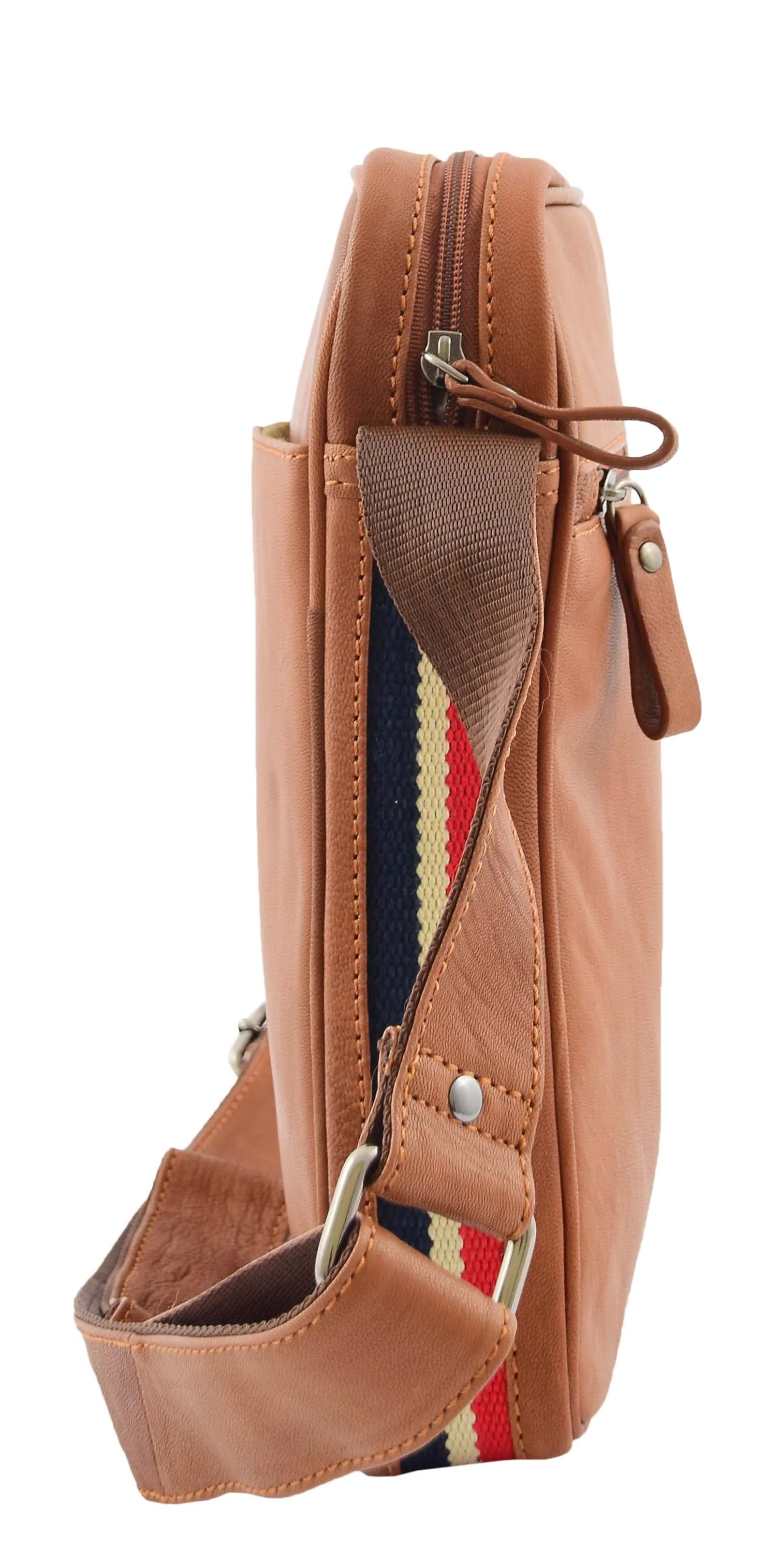 DR337 Men's Leather Cross Body Travel Flight Bag Tan