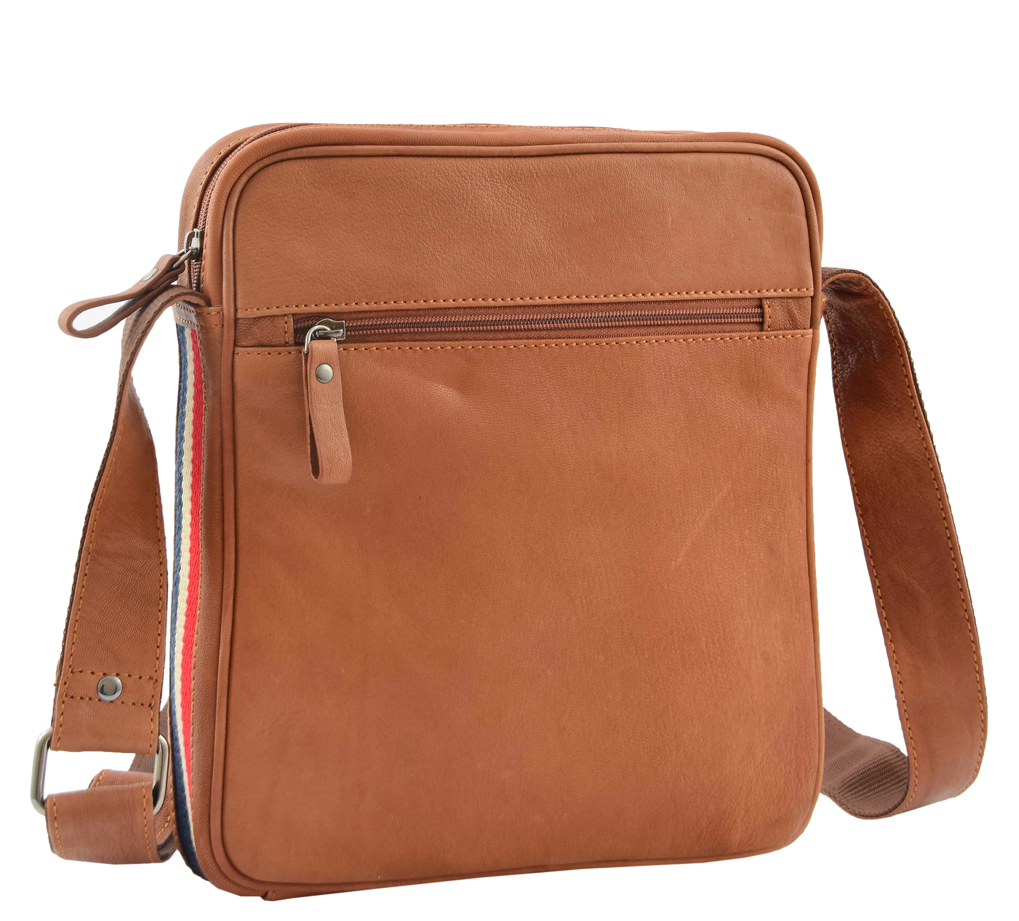 DR337 Men's Leather Cross Body Travel Flight Bag Tan