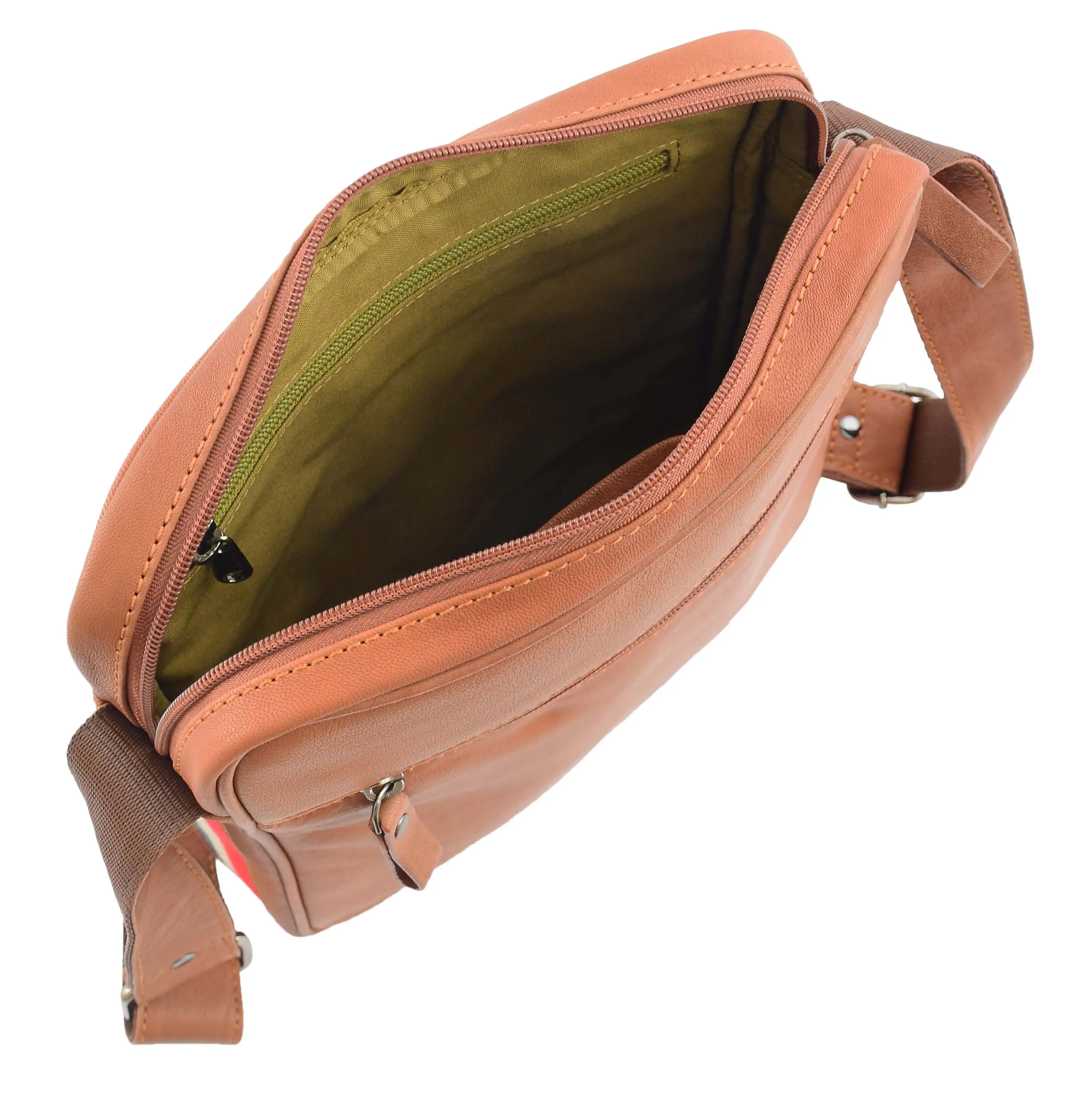DR337 Men's Leather Cross Body Travel Flight Bag Tan