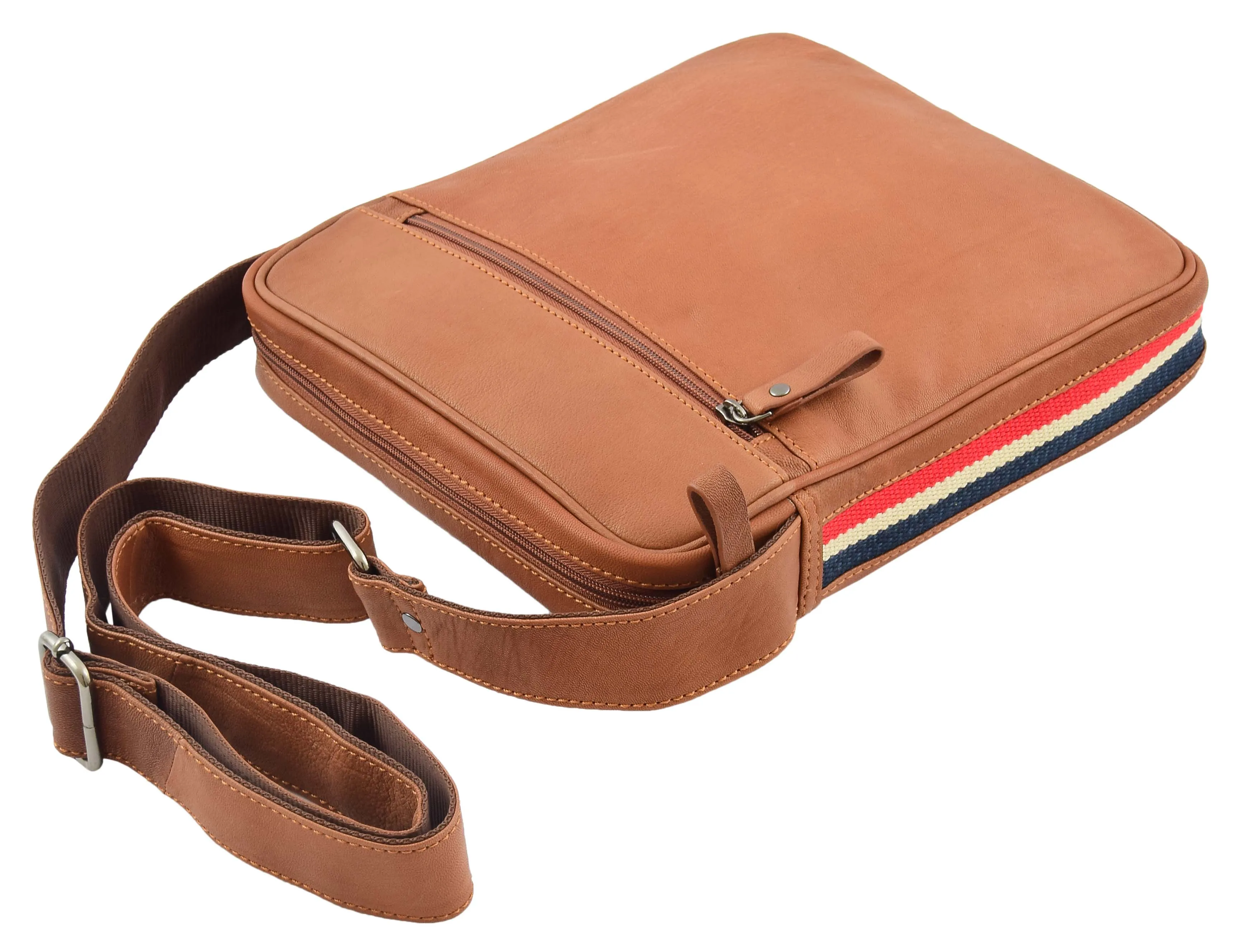 DR337 Men's Leather Cross Body Travel Flight Bag Tan