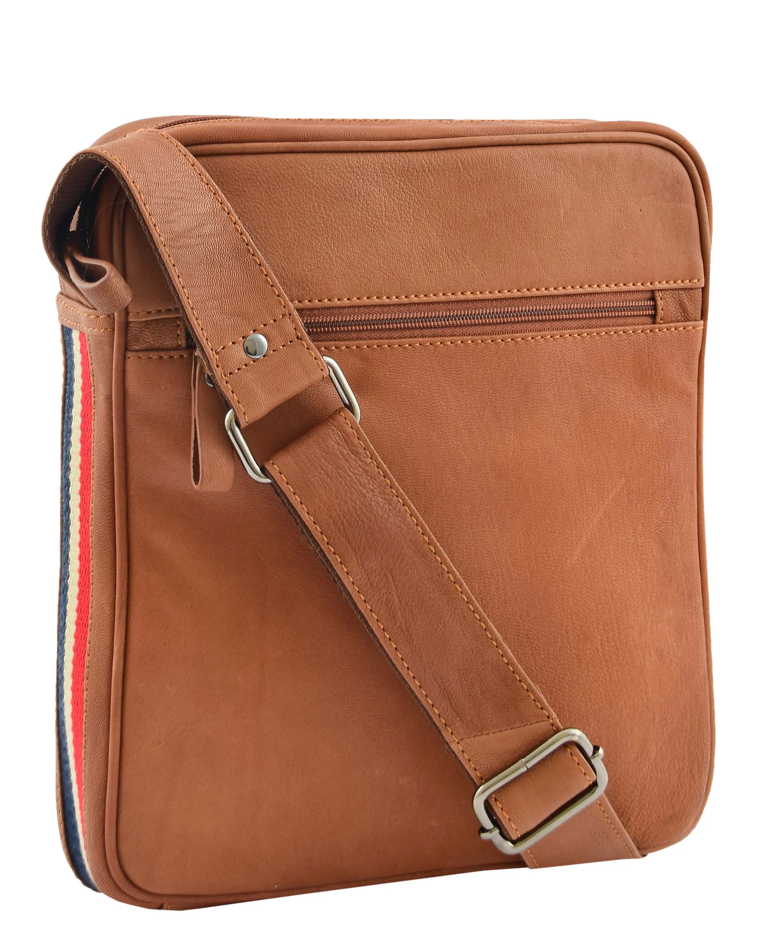 DR337 Men's Leather Cross Body Travel Flight Bag Tan