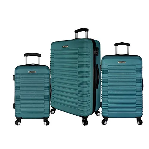 Elite Luggage 3-Piece Hardside Spinner Luggage Set, Silver