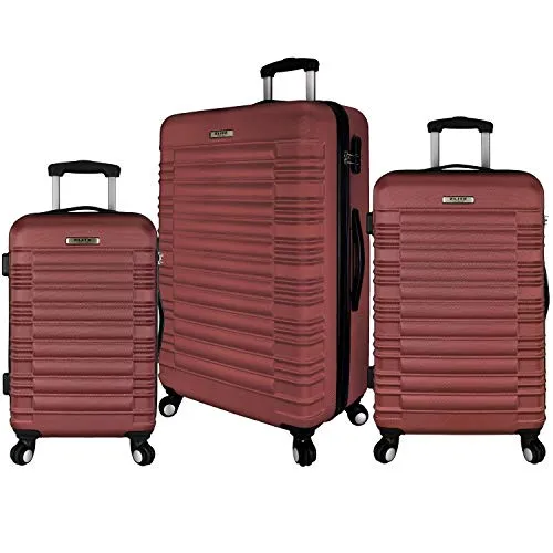 Elite Luggage 3-Piece Hardside Spinner Luggage Set, Silver