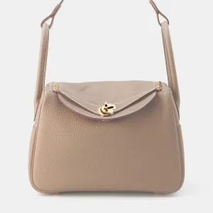 Etoupe Taurillon Clemence Lindy Bag Size 26
